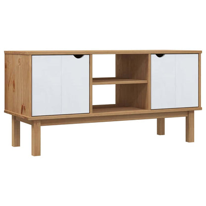 TV Cabinet "OTTA" Brown and White 113,5x43x57cm Solid Wood Pine