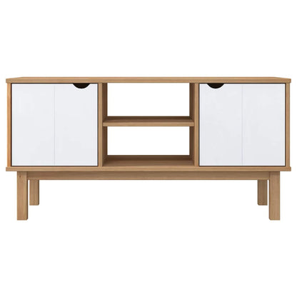 TV Cabinet "OTTA" Brown and White 113,5x43x57cm Solid Wood Pine