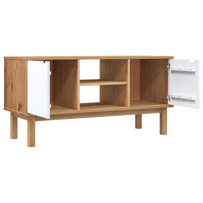 TV Cabinet OTTA Brown and White 113.5x43x57cm Solid Wood Pine