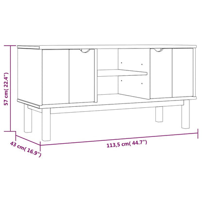 TV Cabinet "OTTA" Brown and White 113,5x43x57cm Solid Wood Pine