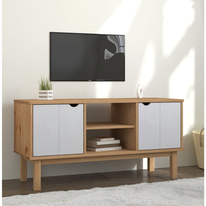 TV Cabinet OTTA Brown and White 113.5x43x57cm Solid Wood Pine