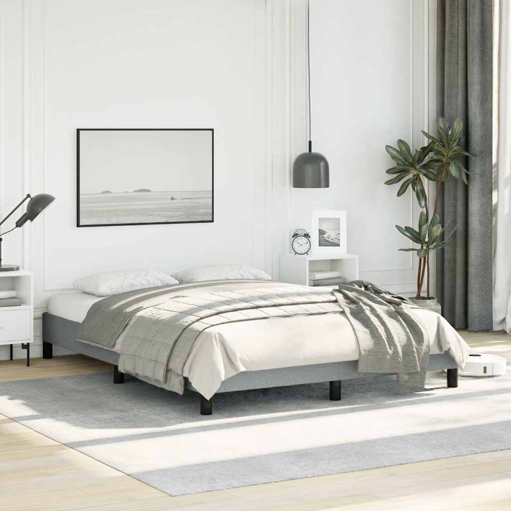 Bed Frame without Mattress Light Grey 137x190 cm Full Fabric