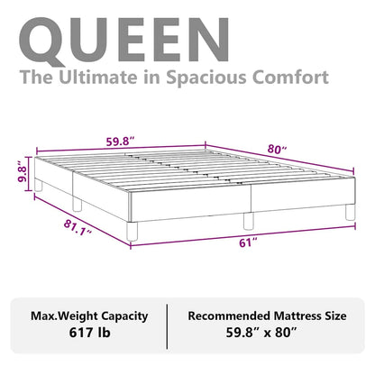 Bed Frame without Mattress Dark Grey 152x203 cm Queen Fabric