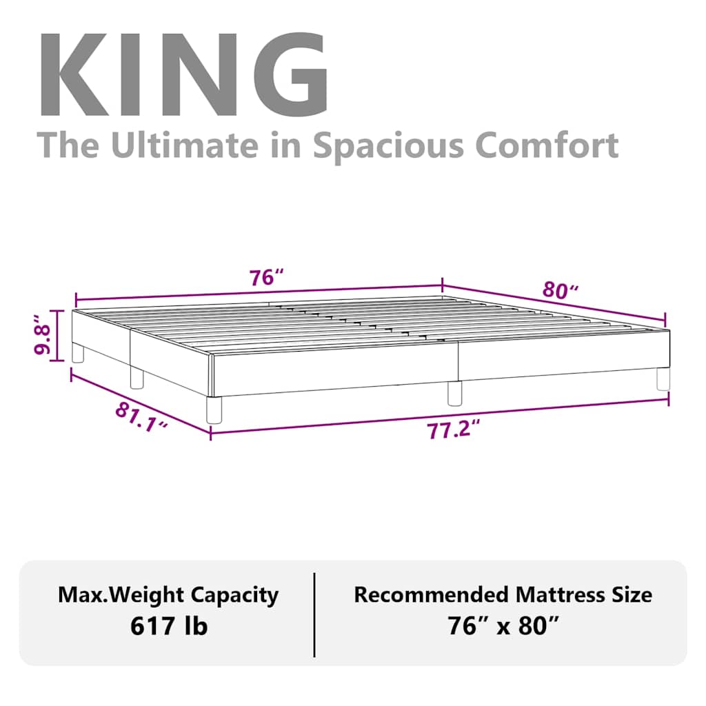 Bed Frame without Mattress Light Grey 193x203 cm King Fabric