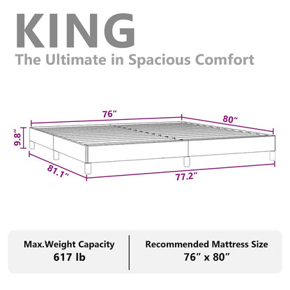 Bed Frame without Mattress Light Grey 193x203 cm King Fabric