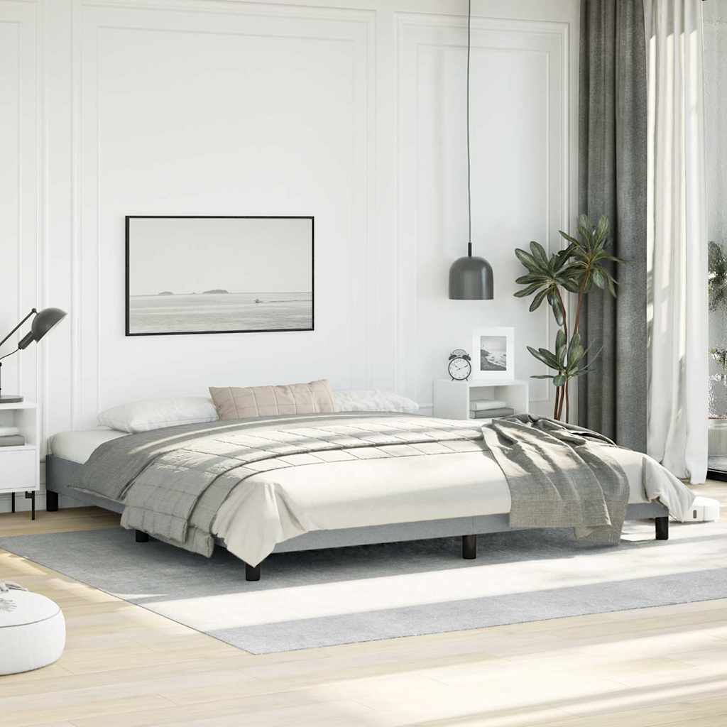 Bed Frame without Mattress Light Grey 193x203 cm King Fabric