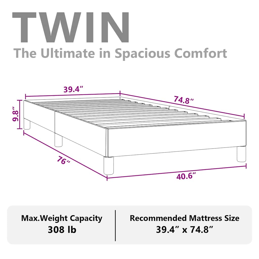 Bed Frame without Mattress Dark Grey 100x190 cm Twin Fabric