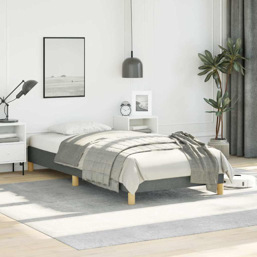 Bed Frame without Mattress Dark Grey 100x190 cm Twin Fabric