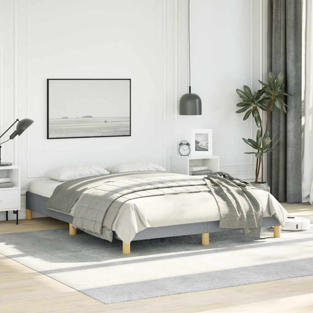 Bed Frame without Mattress Light Grey 137x190 cm Full Fabric