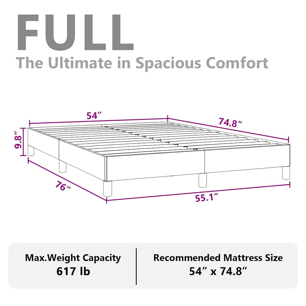 Bed Frame without Mattress Dark Grey 137x190 cm Full Fabric