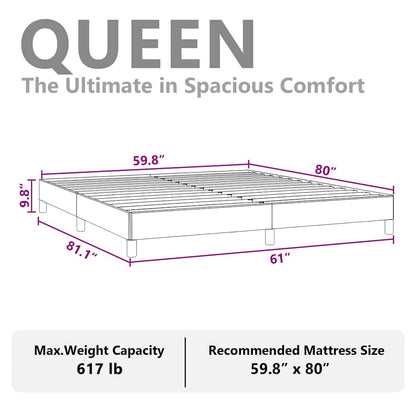 Bed Frame without Mattress Light Grey 152x203 cm Queen Fabric