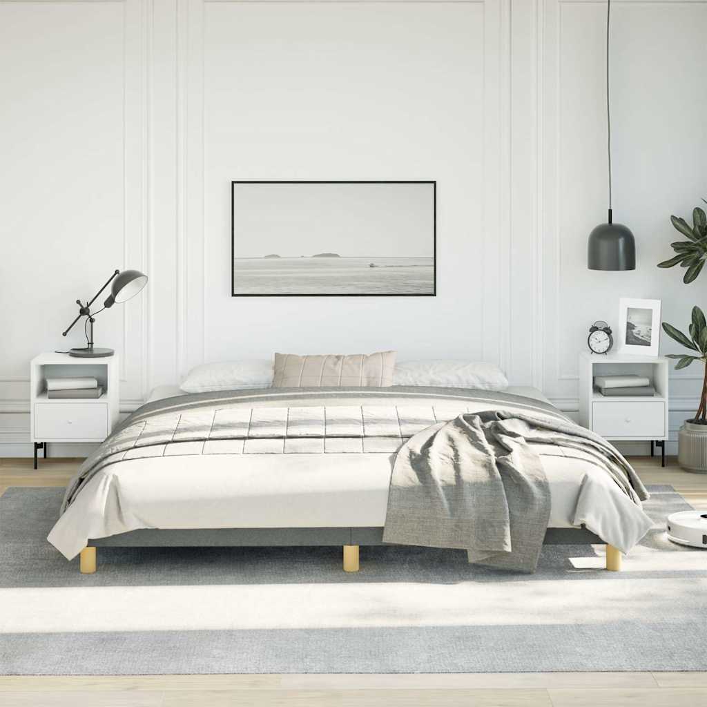 Bed Frame without Mattress Dark Grey 193x203 cm King Fabric