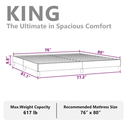 Bed Frame without Mattress Dark Grey 193x203 cm King Fabric