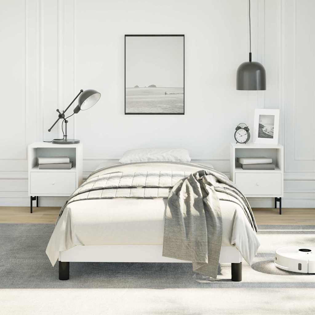 Bed Frame without Mattress White 100x190 cm Twin Faux Leather