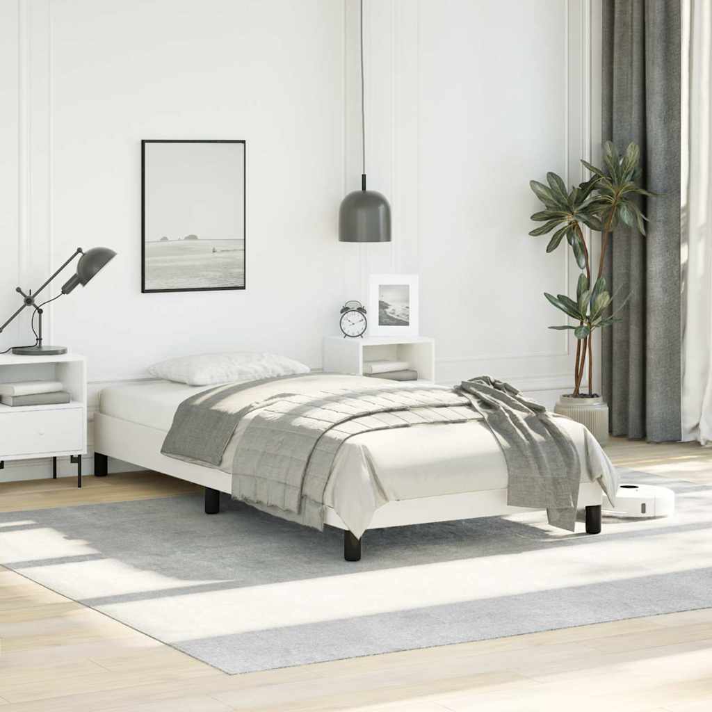 Bed Frame without Mattress White 100x203cm Twin XL Faux Leather