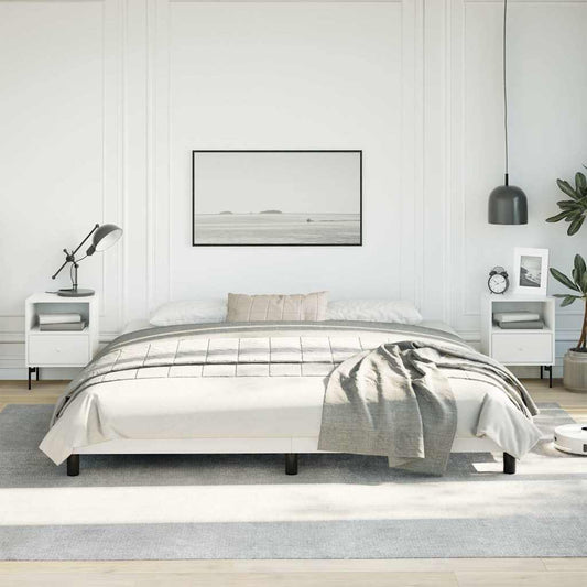 Bed Frame without Mattress White 193x203 cm King Faux Leather