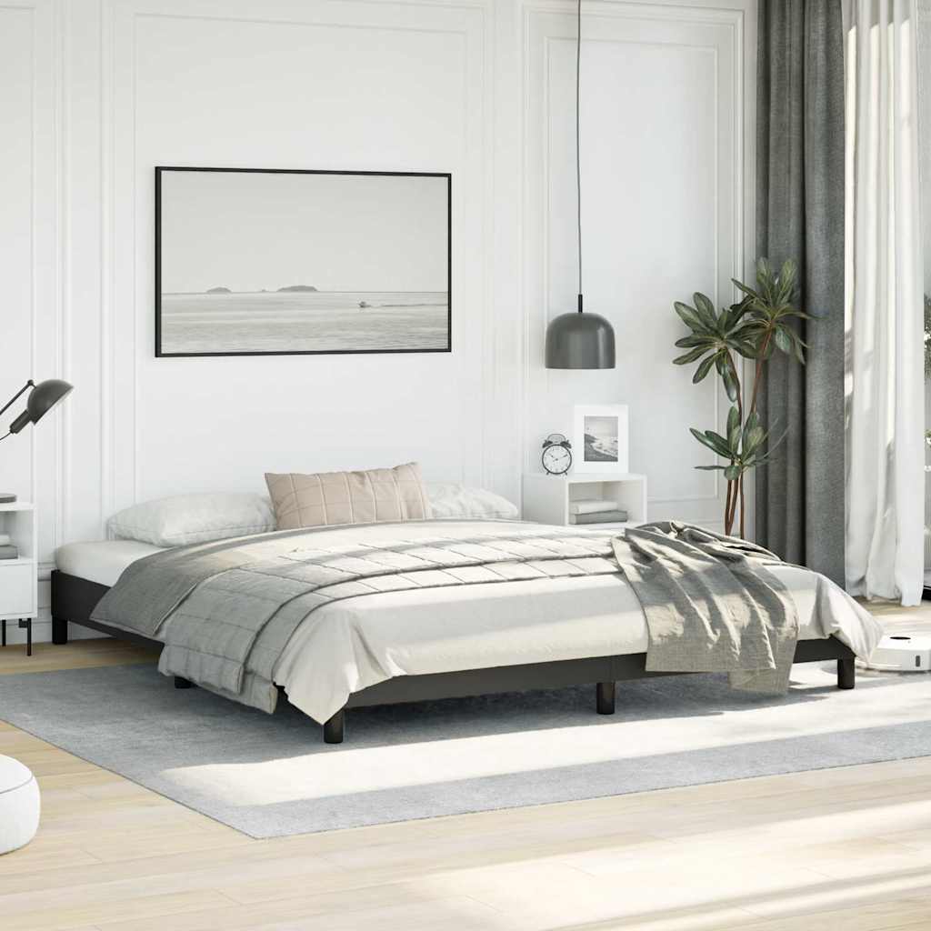 Bed Frame without Mattress Black California King Faux Leather