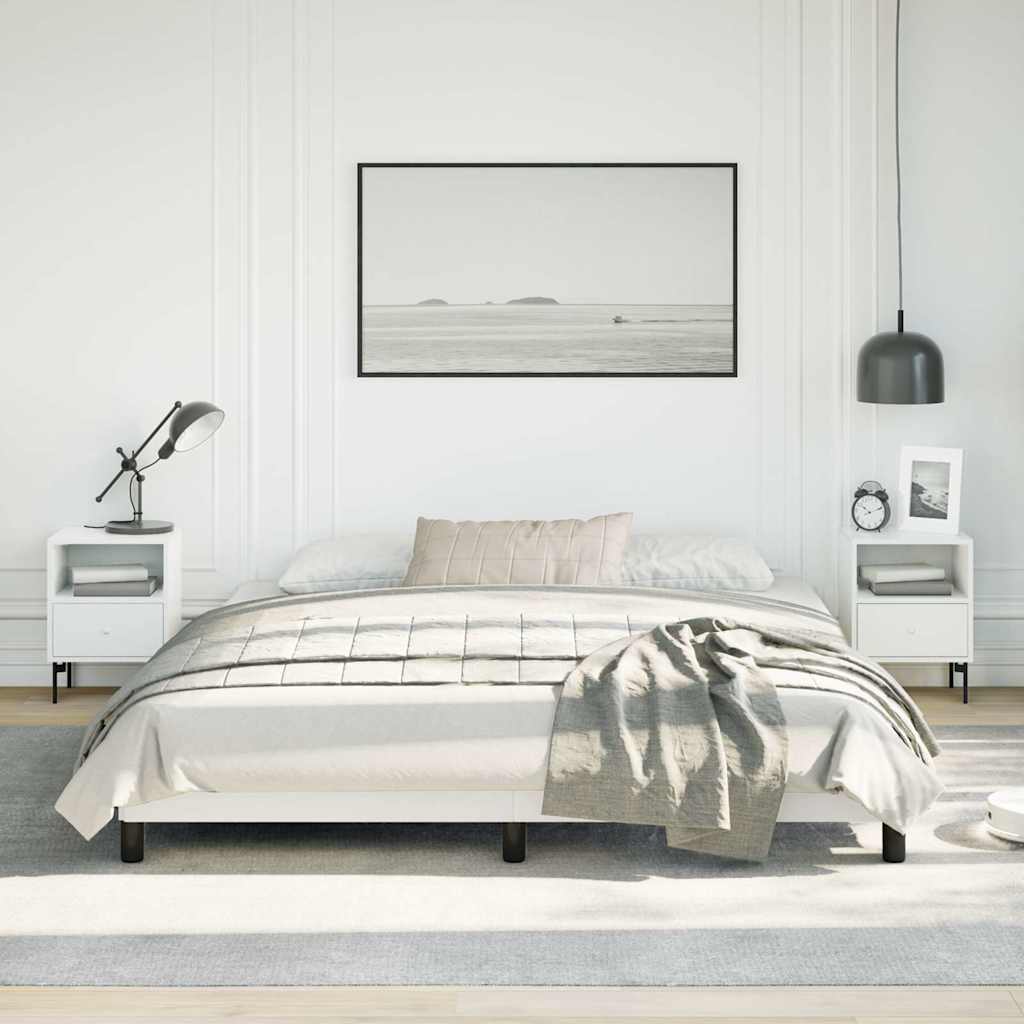 Bed Frame without Mattress White California King Faux Leather