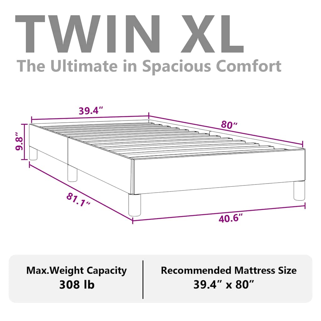 Bed Frame without Mattress Dark Grey 100x203 cm Twin XL Velvet