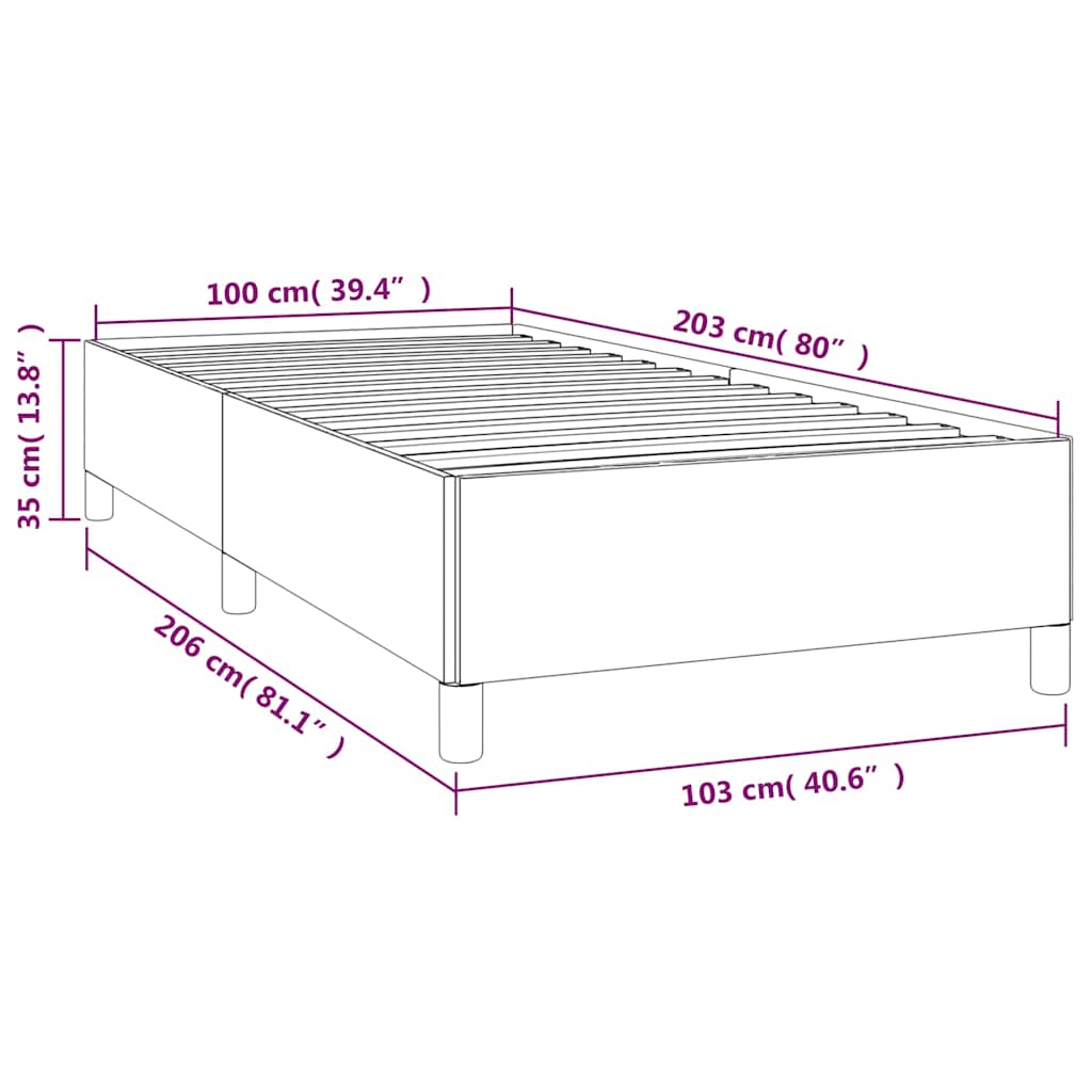 Bed Frame without Mattress Light Grey 100x203 cm Twin XL Fabric