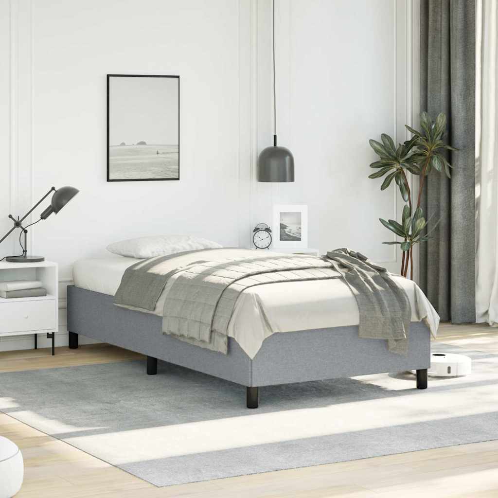 Bed Frame without Mattress Light Grey 100x203 cm Twin XL Fabric