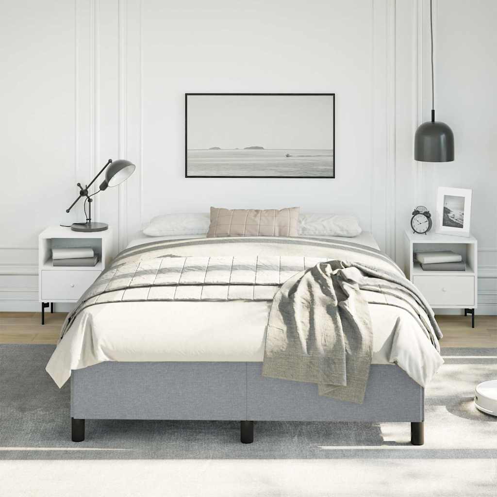 Bed Frame without Mattress Light Grey 137x190 cm Full Fabric