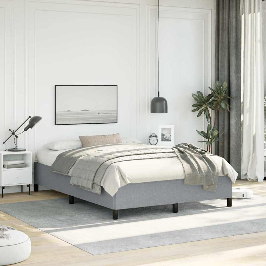Bed Frame without Mattress Light Grey 137x190 cm Full Fabric