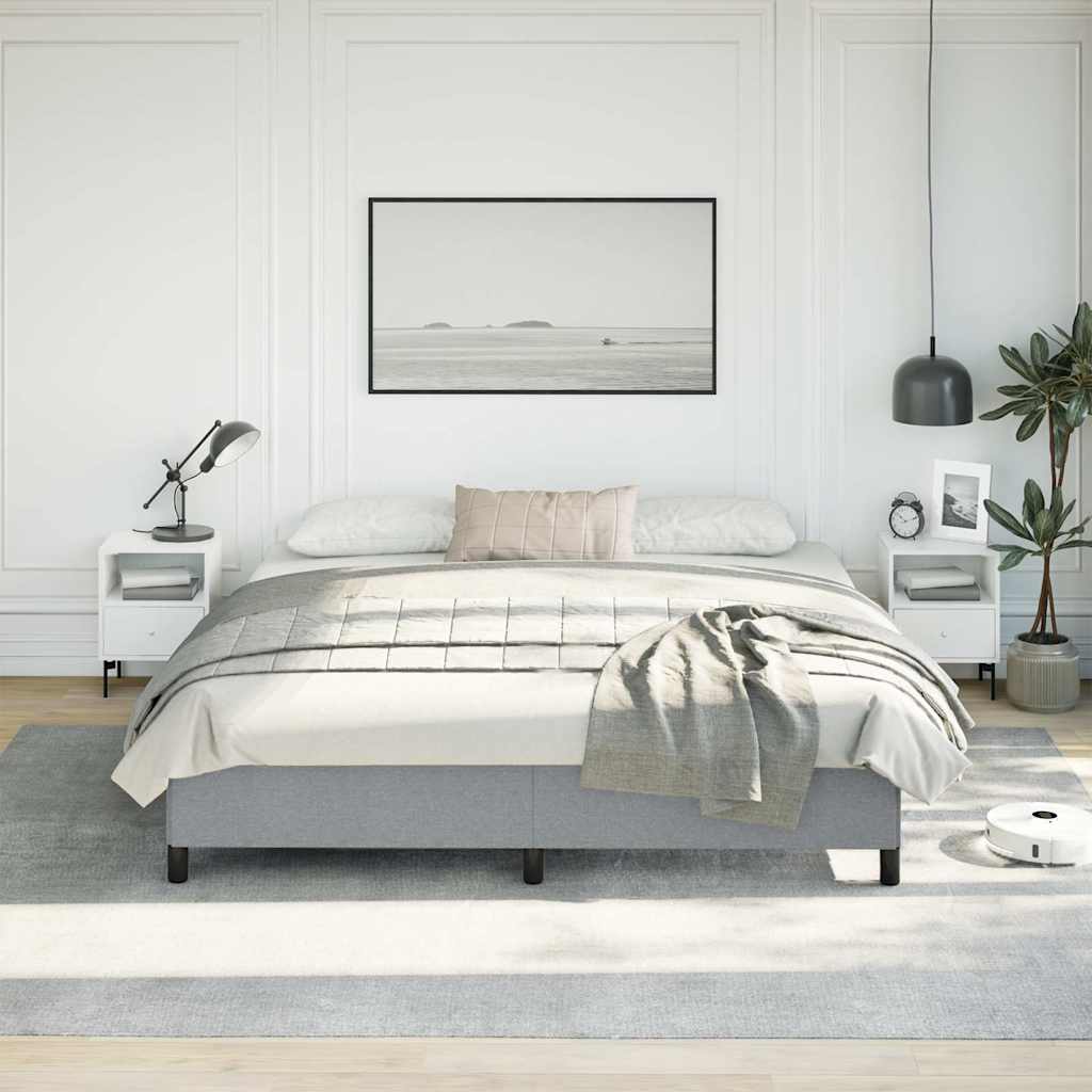 Bed Frame without Mattress Light Grey 193x203 cm King Fabric