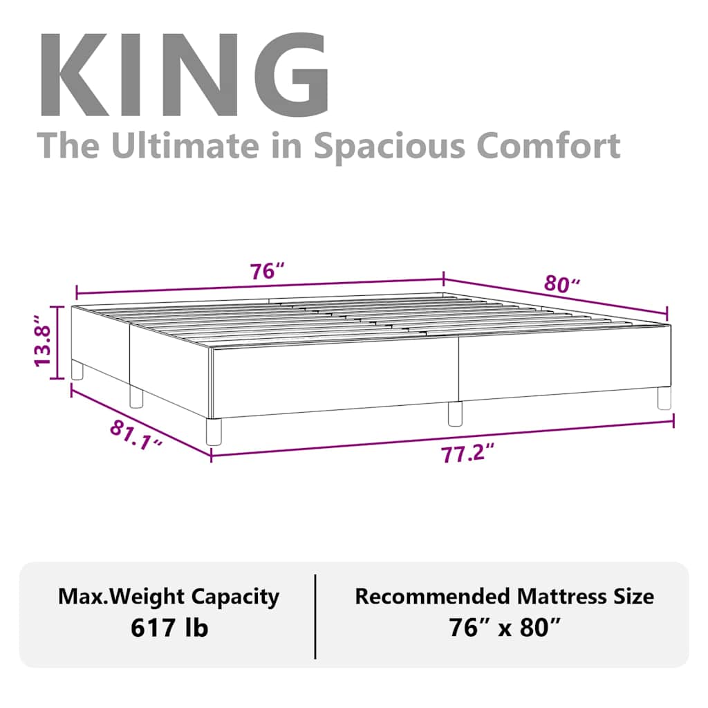 Bed Frame without Mattress Light Grey 193x203 cm King Fabric