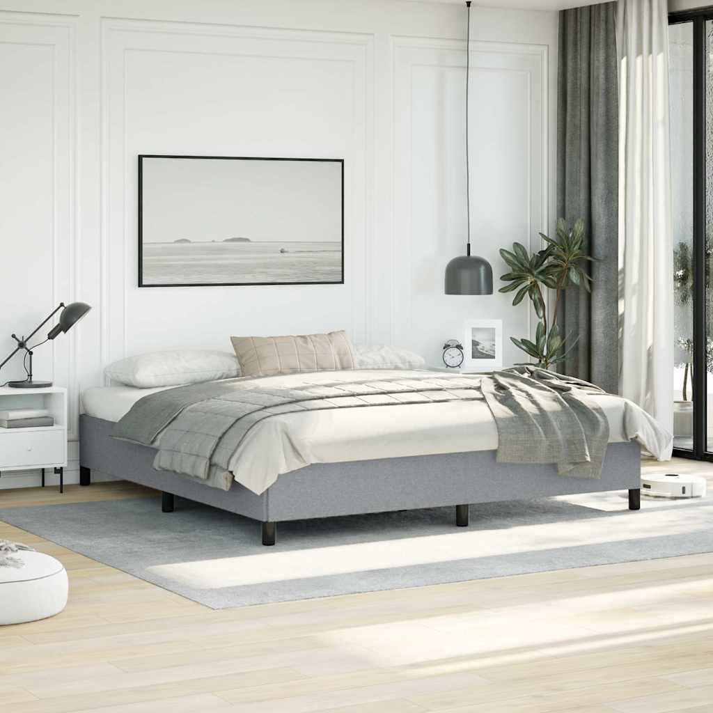 Bed Frame without Mattress Light Grey 193x203 cm King Fabric