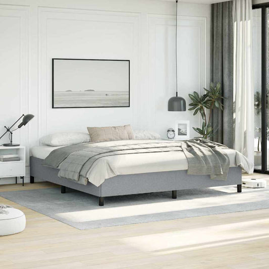 Bed Frame without Mattress Light Grey 193x203 cm King Fabric