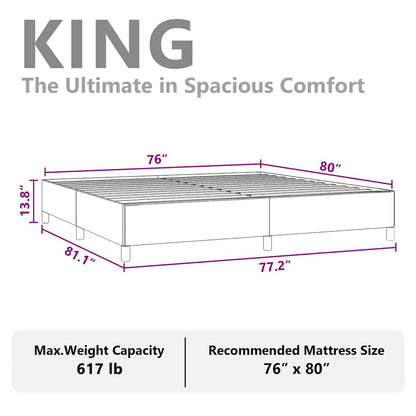 Bed Frame without Mattress Dark Grey 193x203 cm King Fabric