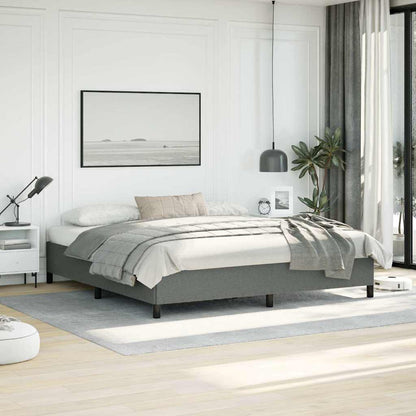 Bed Frame without Mattress Dark Grey 193x203 cm King Fabric