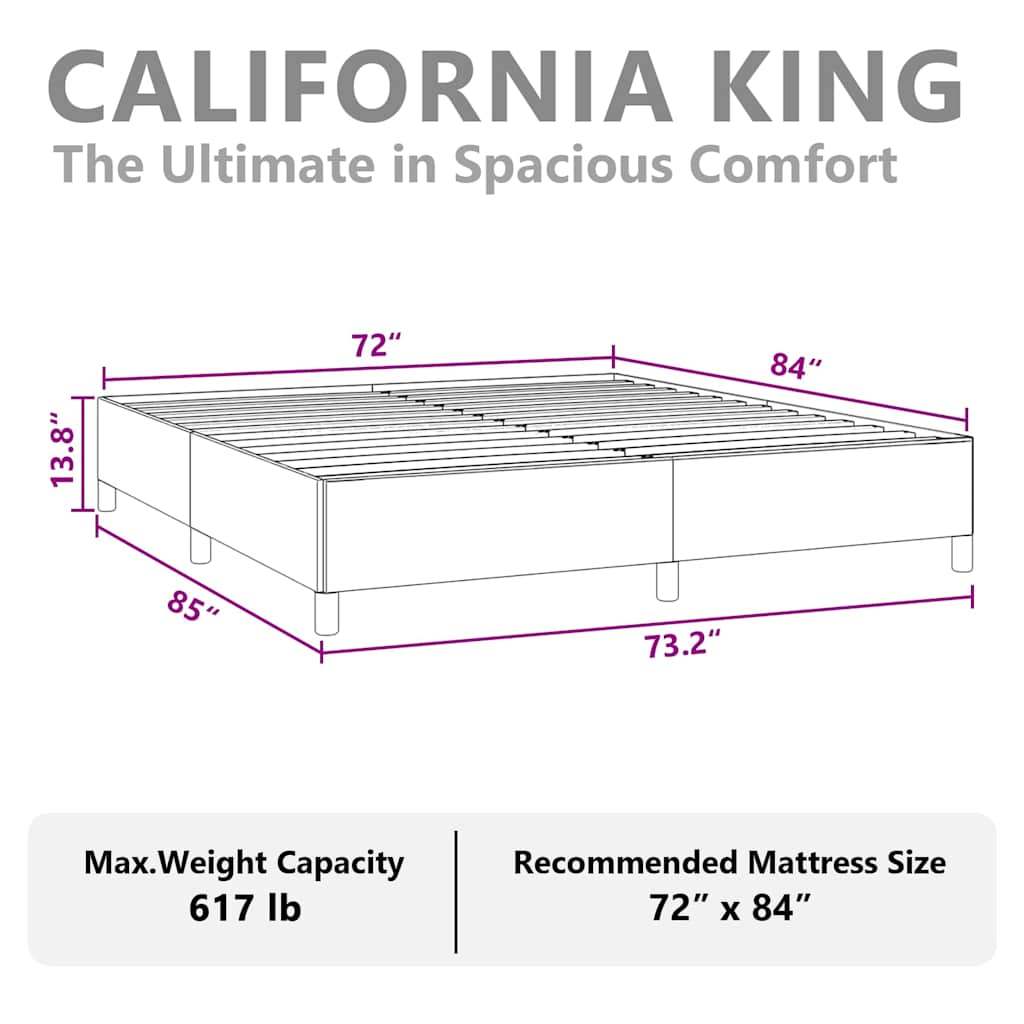Bed Frame without Mattress Dark Grey California King Fabric