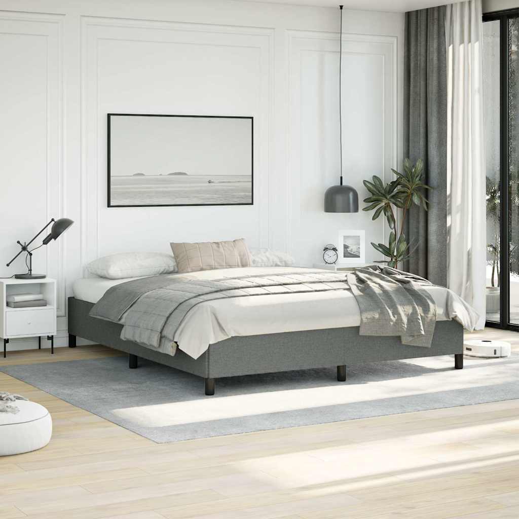 Bed Frame without Mattress Dark Grey California King Fabric