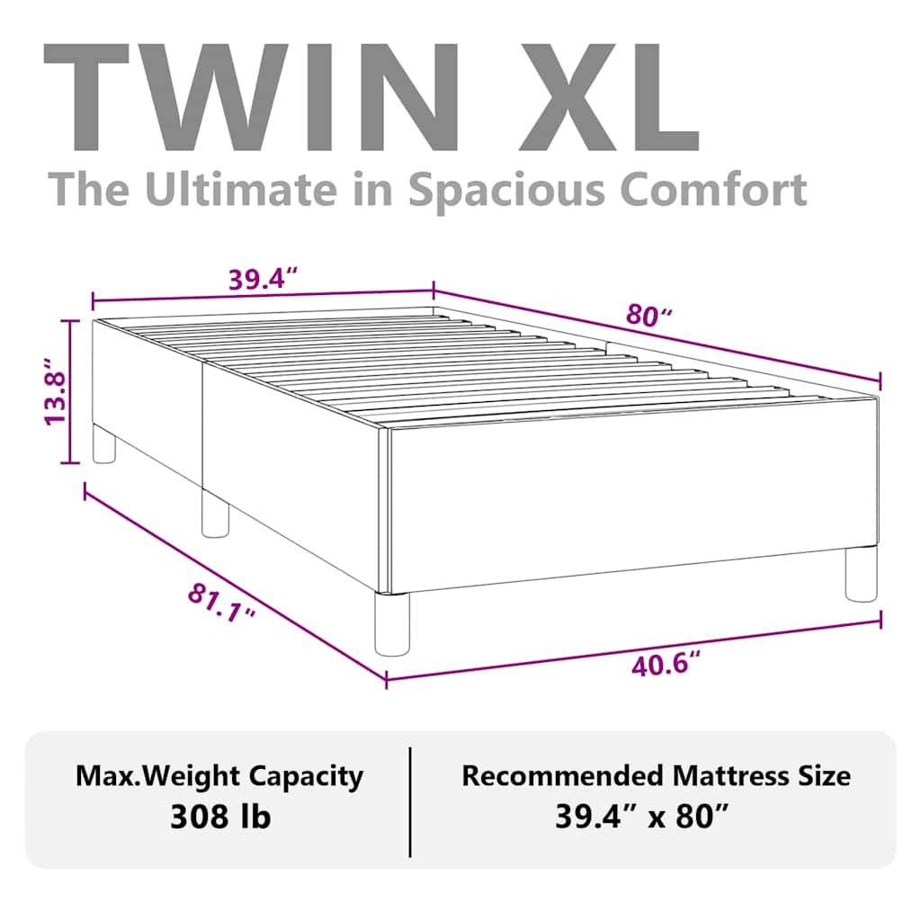 Bed Frame without Mattress Light Grey 100x203 cm Twin XL Fabric