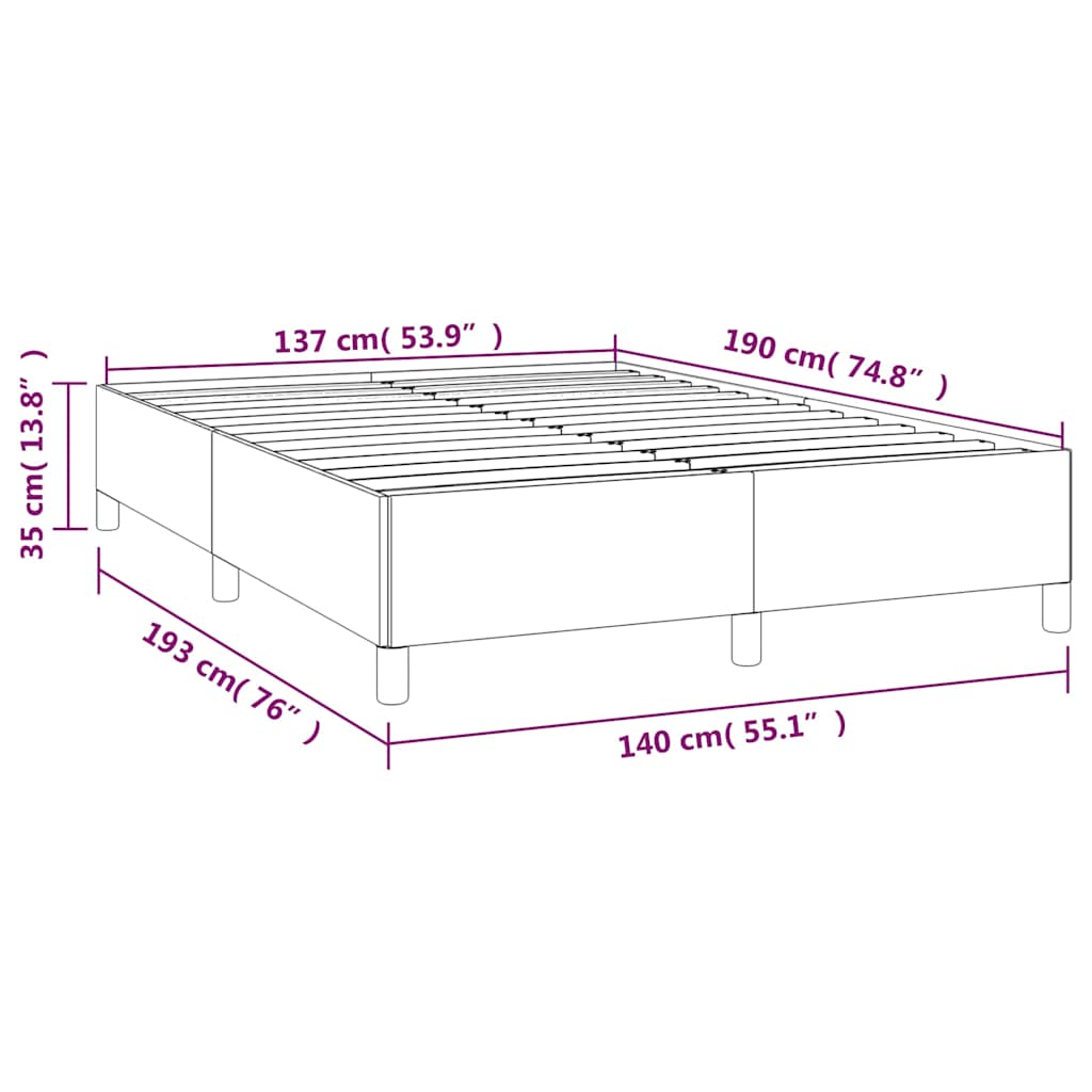 Bed Frame without Mattress Light Grey 137x190 cm Full Fabric