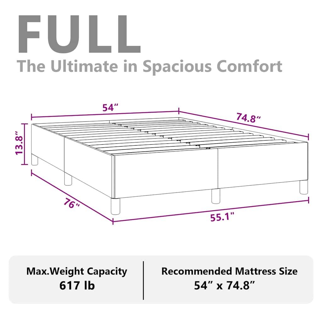 Bed Frame without Mattress Light Grey 137x190 cm Full Fabric