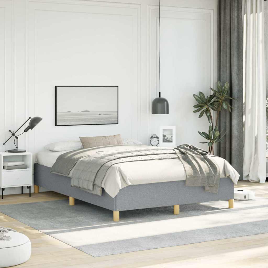 Bed Frame without Mattress Light Grey 137x190 cm Full Fabric