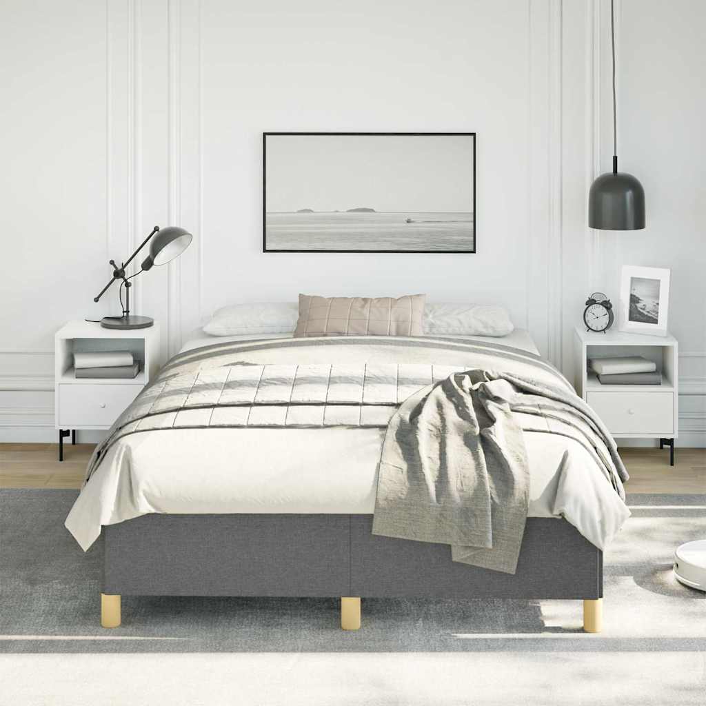 Bed Frame without Mattress Dark Grey 137x190 cm Full Fabric
