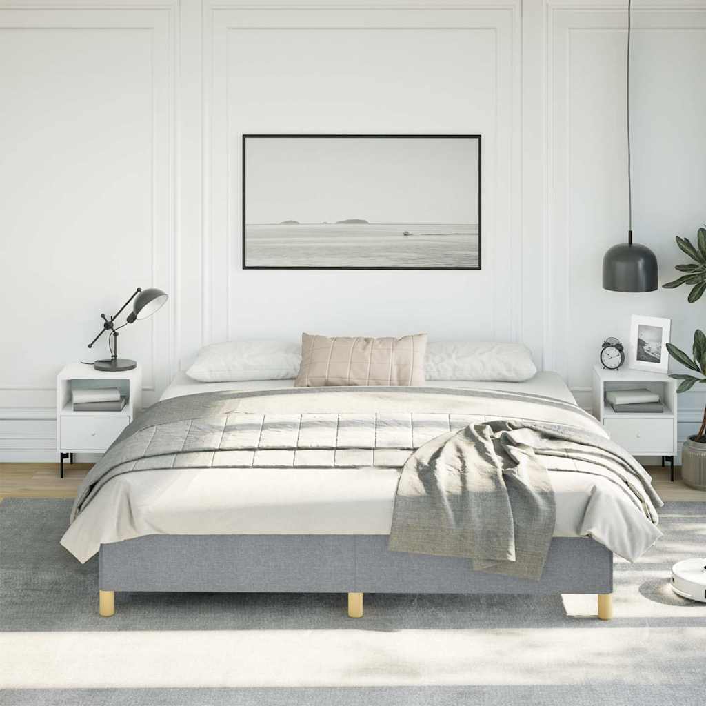 Bed Frame without Mattress Light Grey 193x203 cm King Fabric
