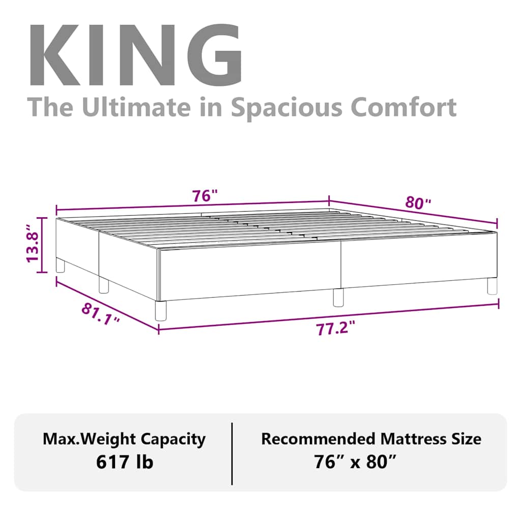 Bed Frame without Mattress Light Grey 193x203 cm King Fabric