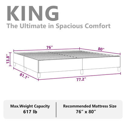 Bed Frame without Mattress Light Grey 193x203 cm King Fabric