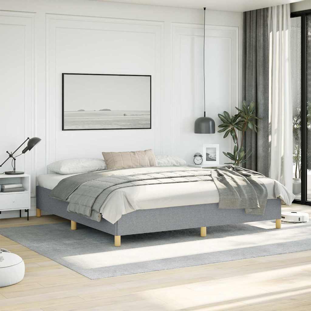 Bed Frame without Mattress Light Grey 193x203 cm King Fabric