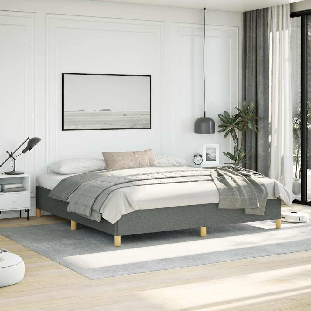 Bed Frame without Mattress Dark Grey 193x203 cm King Fabric