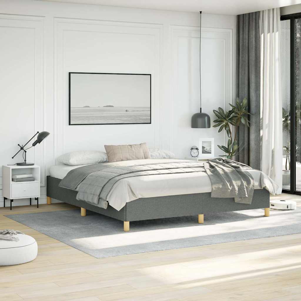 Bed Frame without Mattress Dark Grey California King Fabric