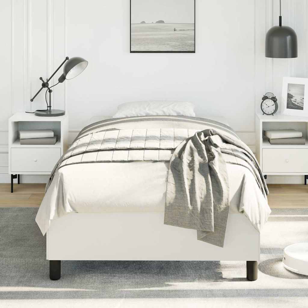 Bed Frame without Mattress White 100x190 cm Twin Faux Leather