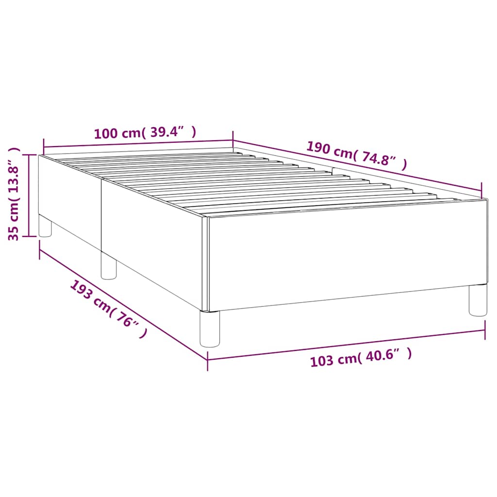 Bed Frame without Mattress White 100x190 cm Twin Faux Leather