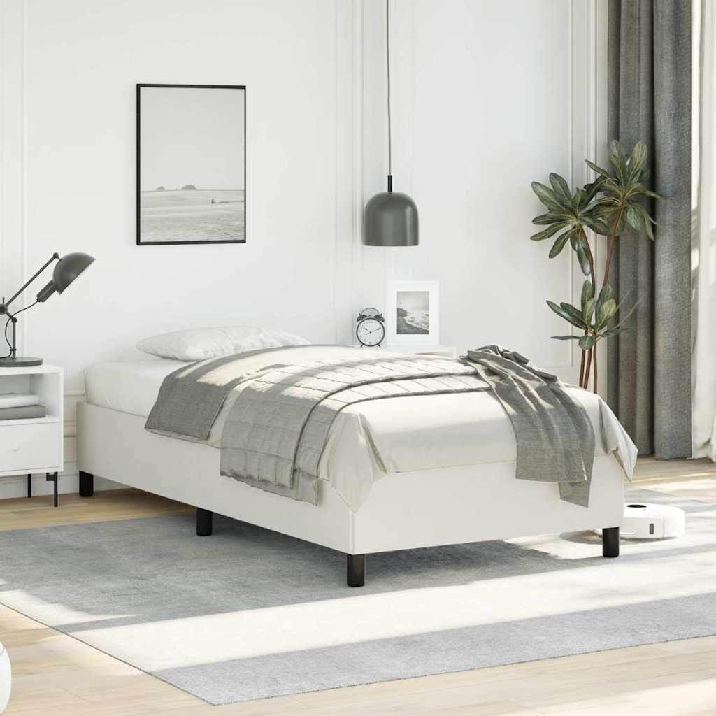 Bed Frame without Mattress White 100x203 cm Twin XL Faux Leather