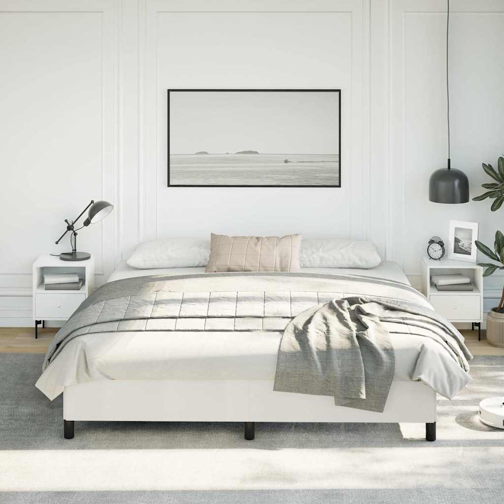 Bed Frame without Mattress White 193x203 cm King Faux Leather